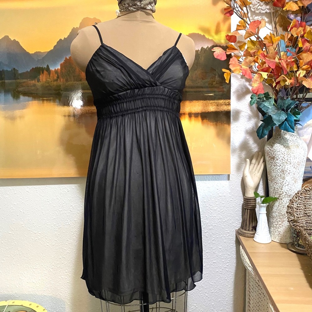 Vintage Hot Kiss Babydoll Dress Y2K fairy Womens Mesh Overlay M Black